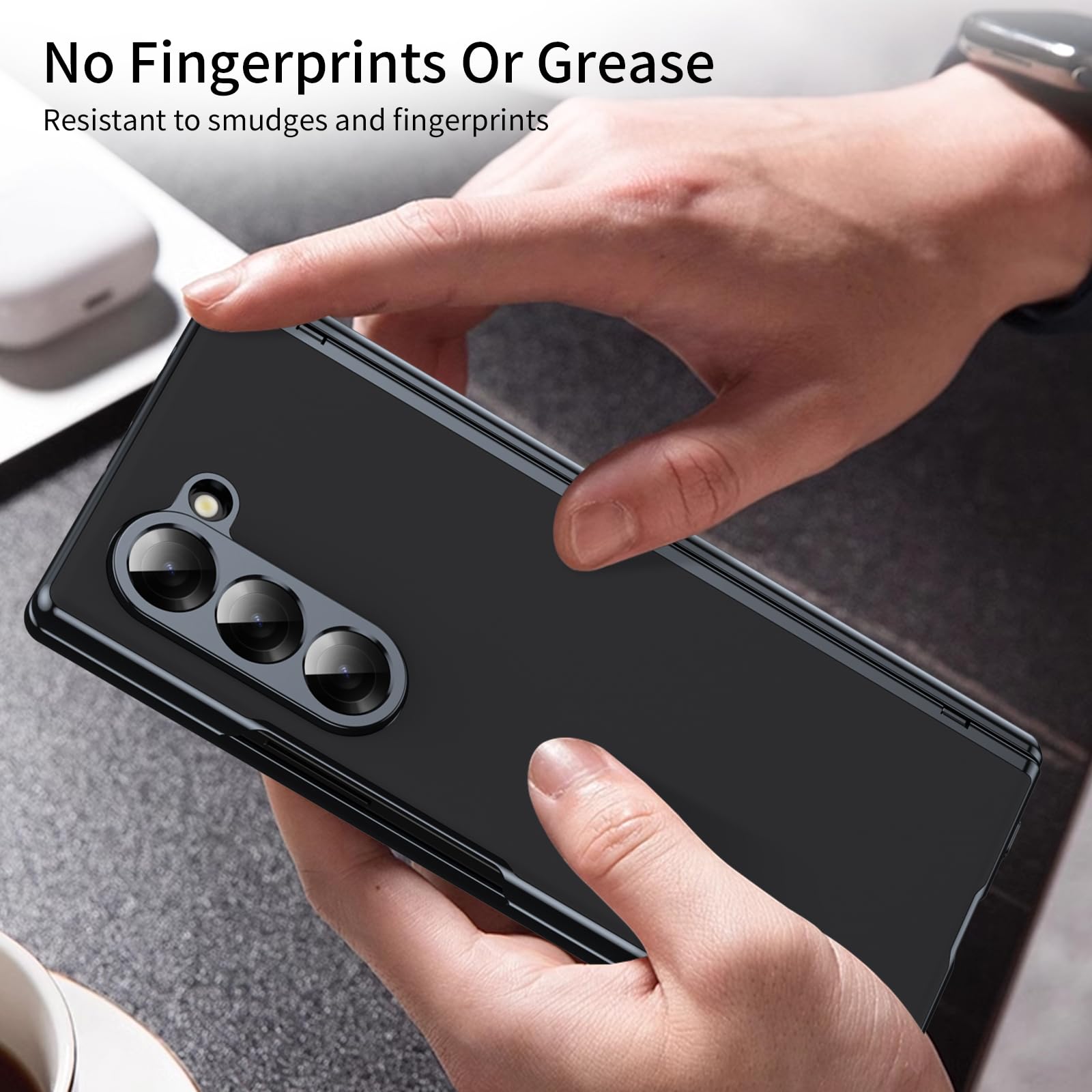 COQUE Funda para Samsung Galaxy Z Fold 5 z [Protector de Pantalla] [Cubierta de Bisagra] [Diseño Delgado] Funda Plegable Esmerilada Galvanizada para Samsung Galaxy Z Fold 5 - czarny