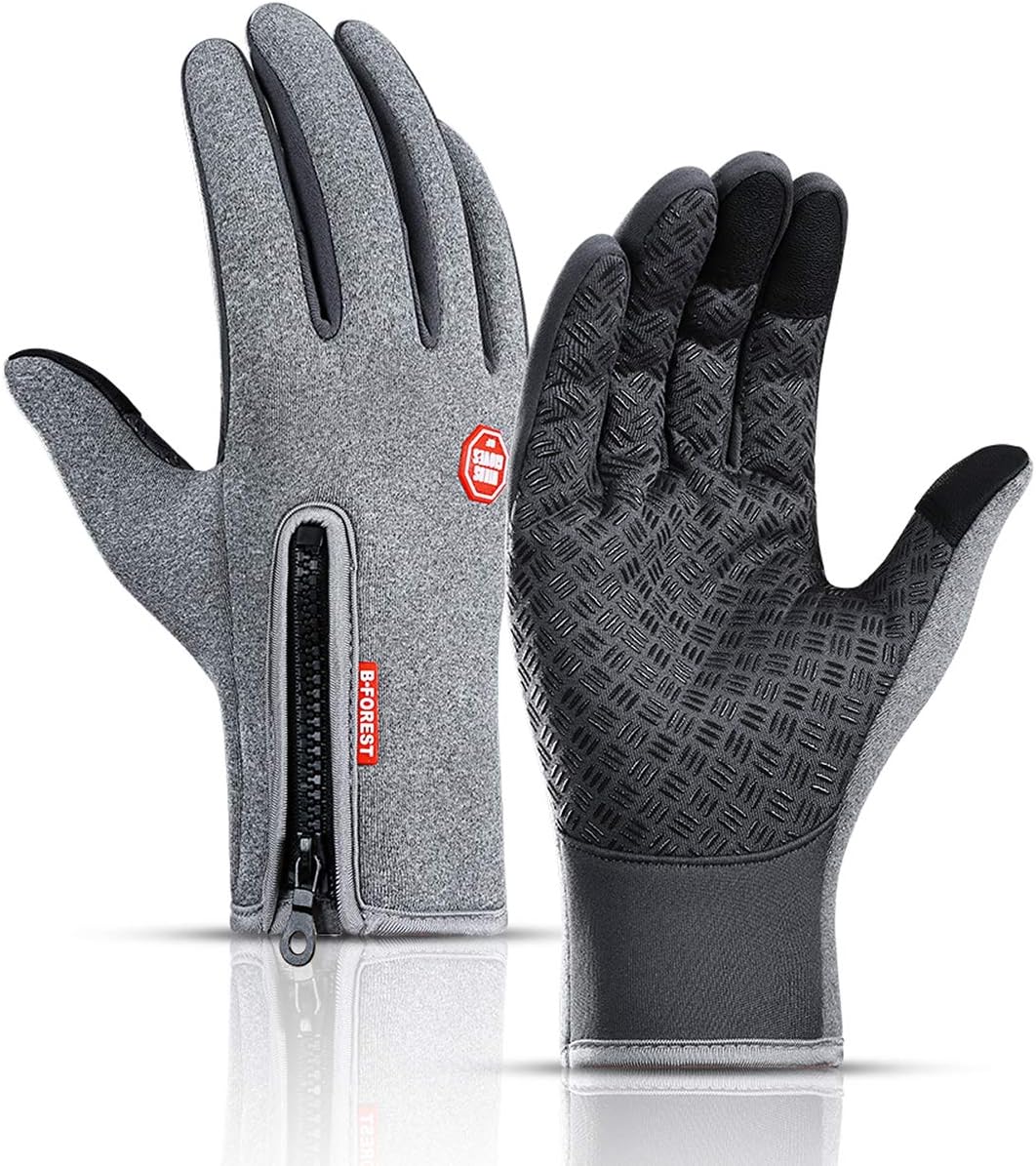 Winter Gloves for Men and Women Touch Screen Waterproof Anti-Slip Silicone Thermal Gloves with Polar Fleece