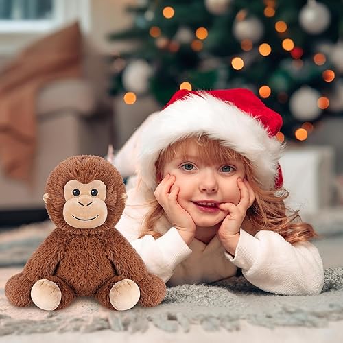 Miniatura 6 de Animales de peluche de mono, animales de peluche para microondas con aroma a lavanda, almohadillas térmicas de felpa de mono para calambres y alivio