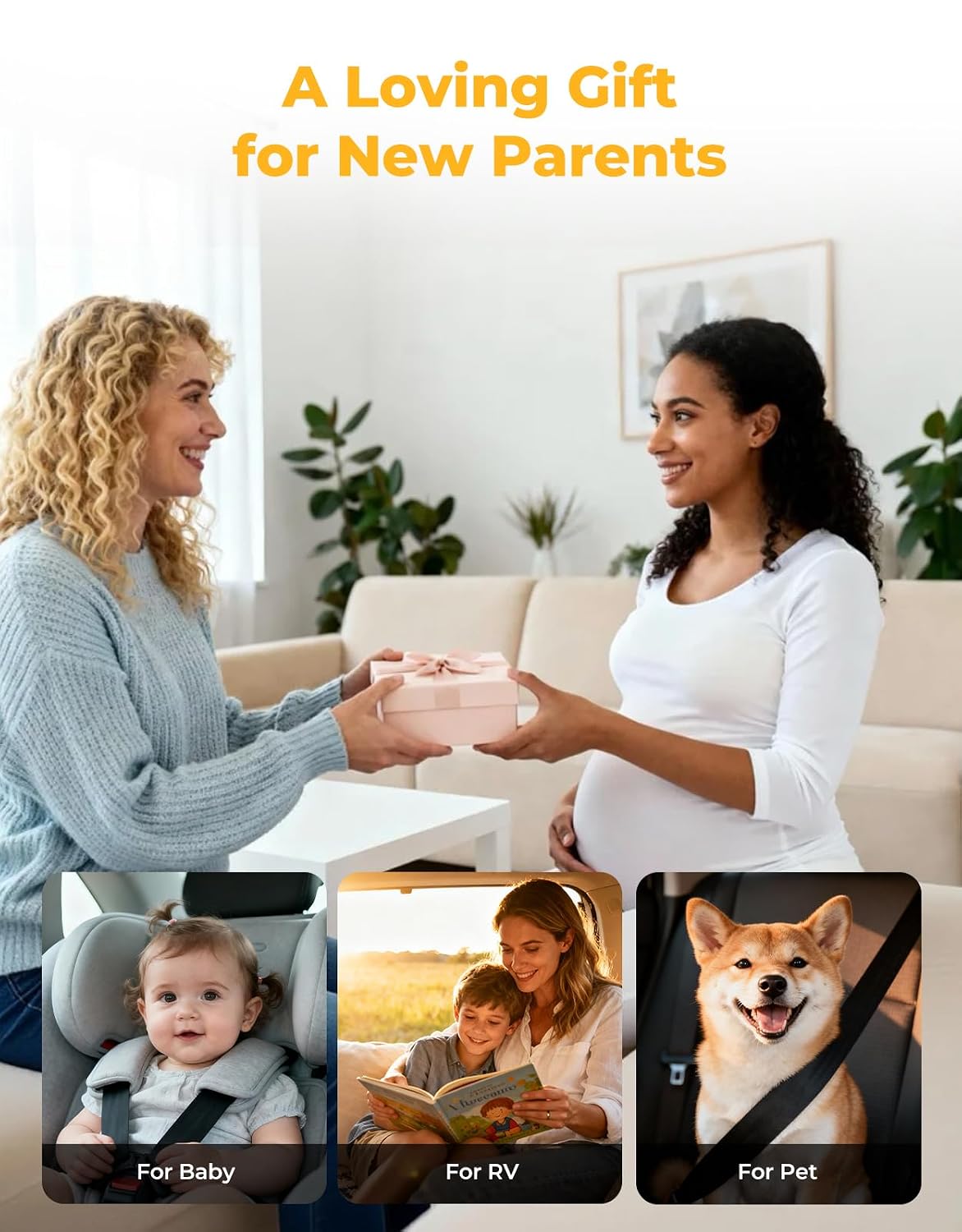 Luckview BM2A Baby Car Camera, Night Vision & 5.2" 1080P Display for Rear-Facing Car Seats, Easy No-Damage Install, Patented Anti-Shake Mount – Ideal for Parents and Pet Owners
