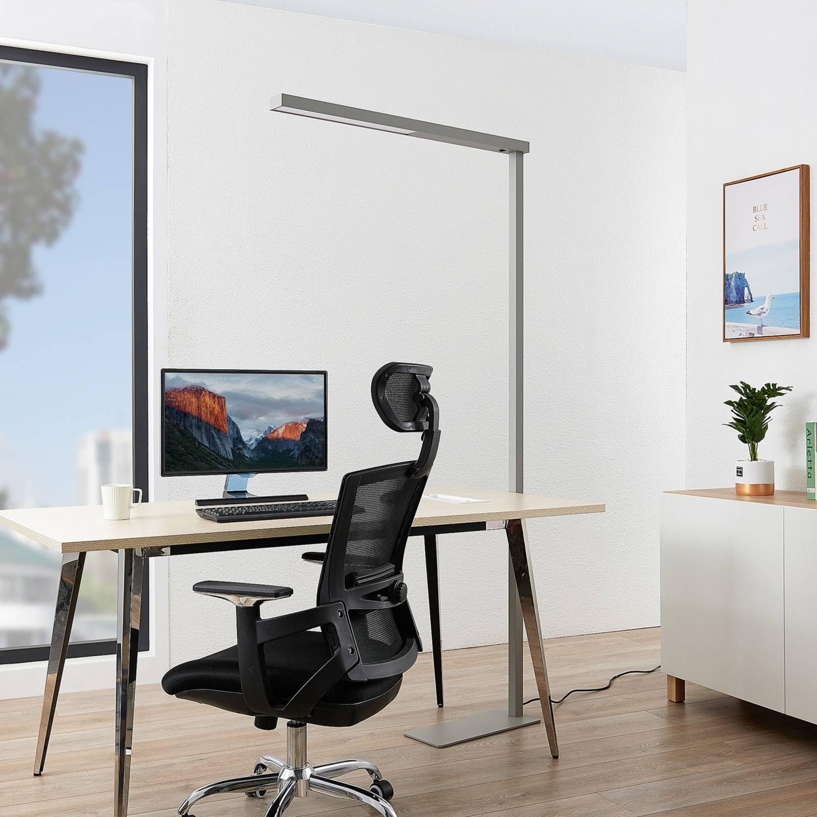 Arcchio Lampade da terra per ufficio (Moderno) colore Grigio, in Alluminio ad es. Studio & Ufficio lampadina inclusa Lampada lampada postazione lavoro piantana