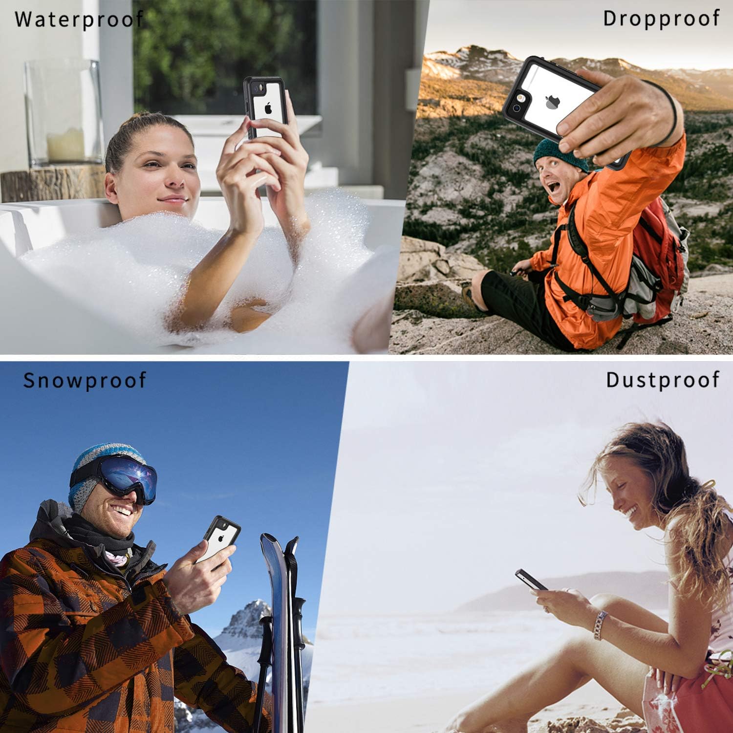 Lanhiem iPhone 6 / 6s Case, IP68 Waterproof Dustproof Shockproof Case with Built-in Screen Protector, Full Body Sealed Underwater Protective Cover for iPhone 6 / 6s (Blue)