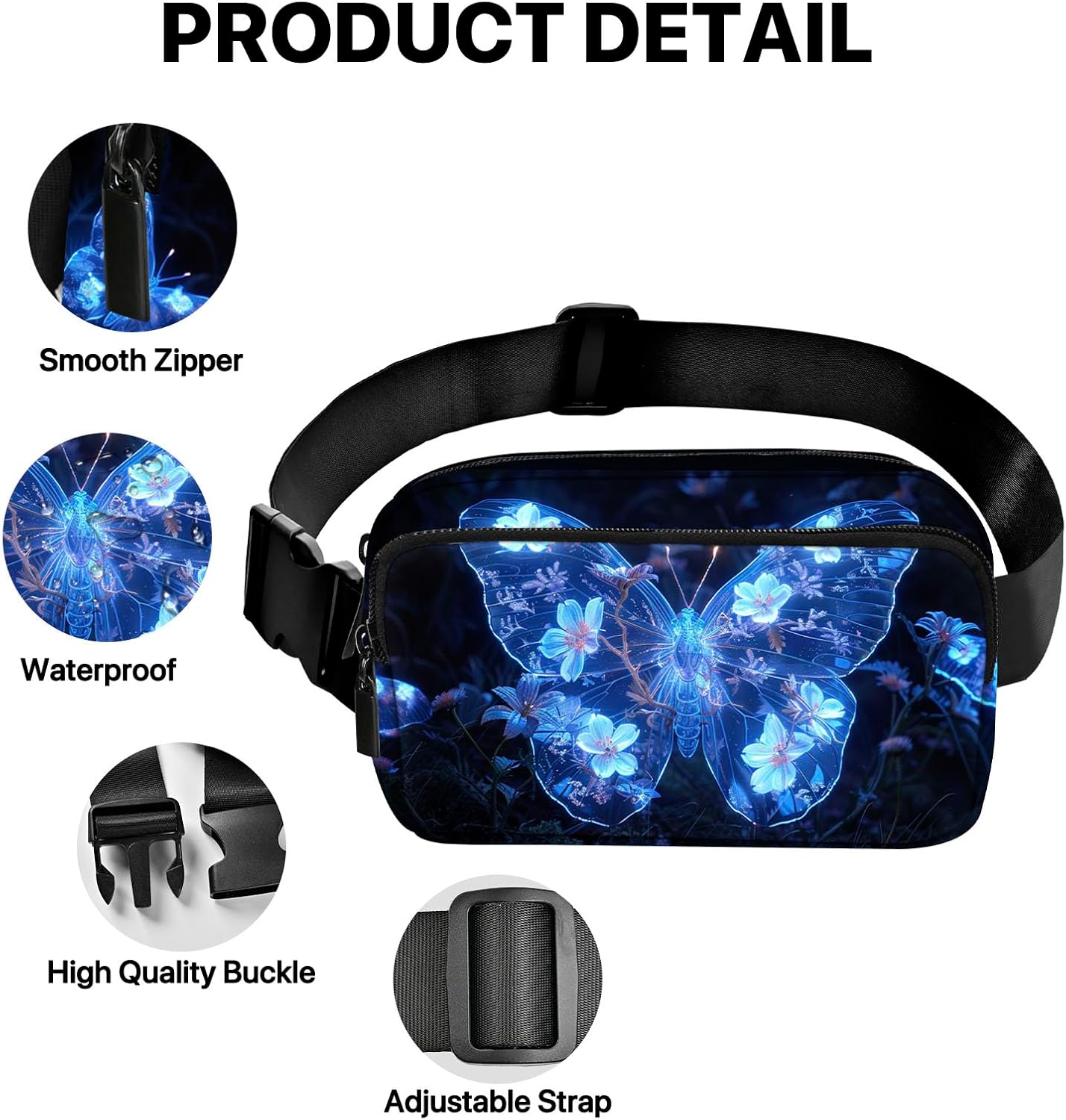 Butterfly Fanny Pack for Women Belt Bag Casual Waist Bags for Running Workout Hiking Traveling - Image 5