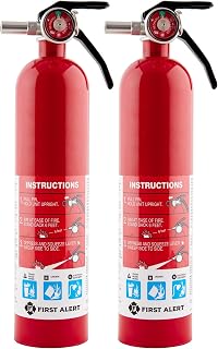 First Alert HOME1 Fire Extinguisher 2-Pack - UL Rated 1-A:10-B:C Rechargeable for Home & Marine Safety