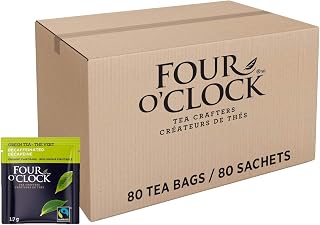 Four O'Clock Green Tea Decaffeinated Organic Fairtrade, Non-Gmo, Kosher, Gluten-Free, 80 Teabags