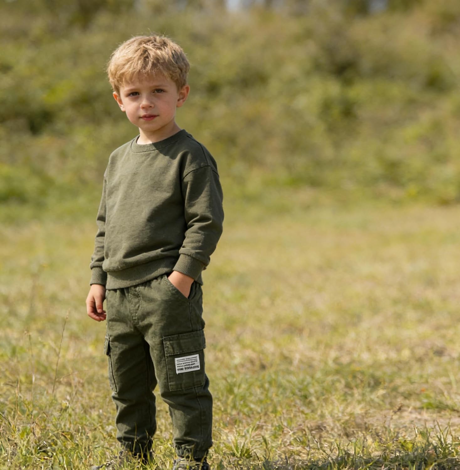 Feidoog Toddler Baby Boys 2/3 Pack Sweatpants Solid Cotton Elastic Waist Trousers Active Jogger Pants - Image 2