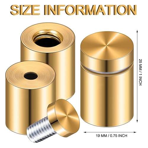 Vista 26 de Ferraycle 8 juegos de tornillos de separación de acero inoxidable para publicidad, montaje de metal para colgar marcos de fotos acrílicos