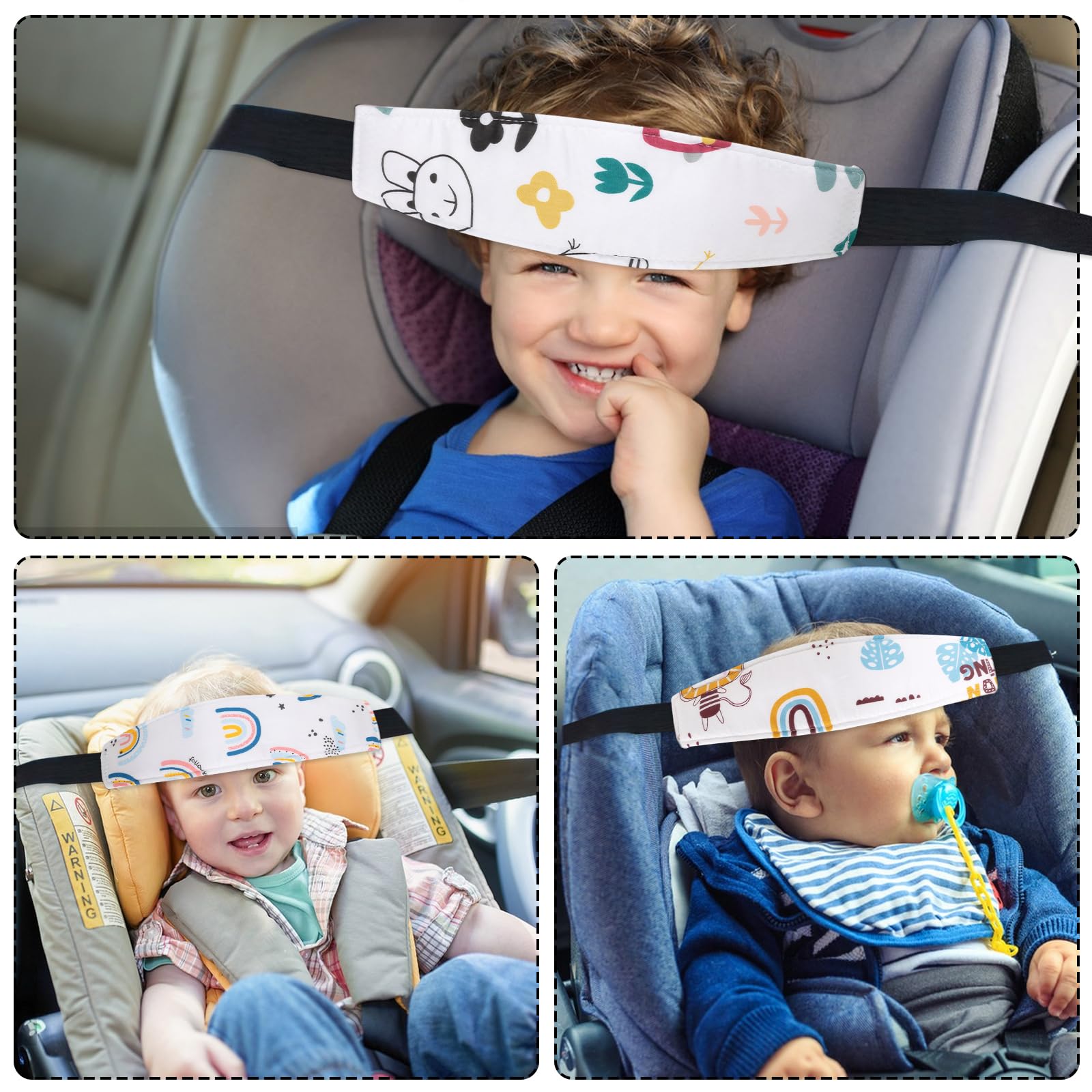 3 unidades reposacabezas para coche y niños, soporte para la cabeza ajustable, soporte para la cabeza del coche para dormir para niños, accesorio para asiento de niños, cinta para la cabeza, para