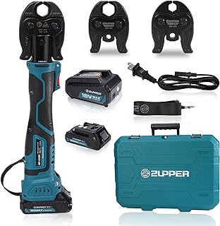 ZUPPER Pro Press Copper Crimper Tool with 3 Pro Press Jaws 1/2” 3/4“ 1”, Compact Propress Tool for Copper Pipe, Brushless Motor 18V Electric Press Tool with 2pcs 2Ah Battery