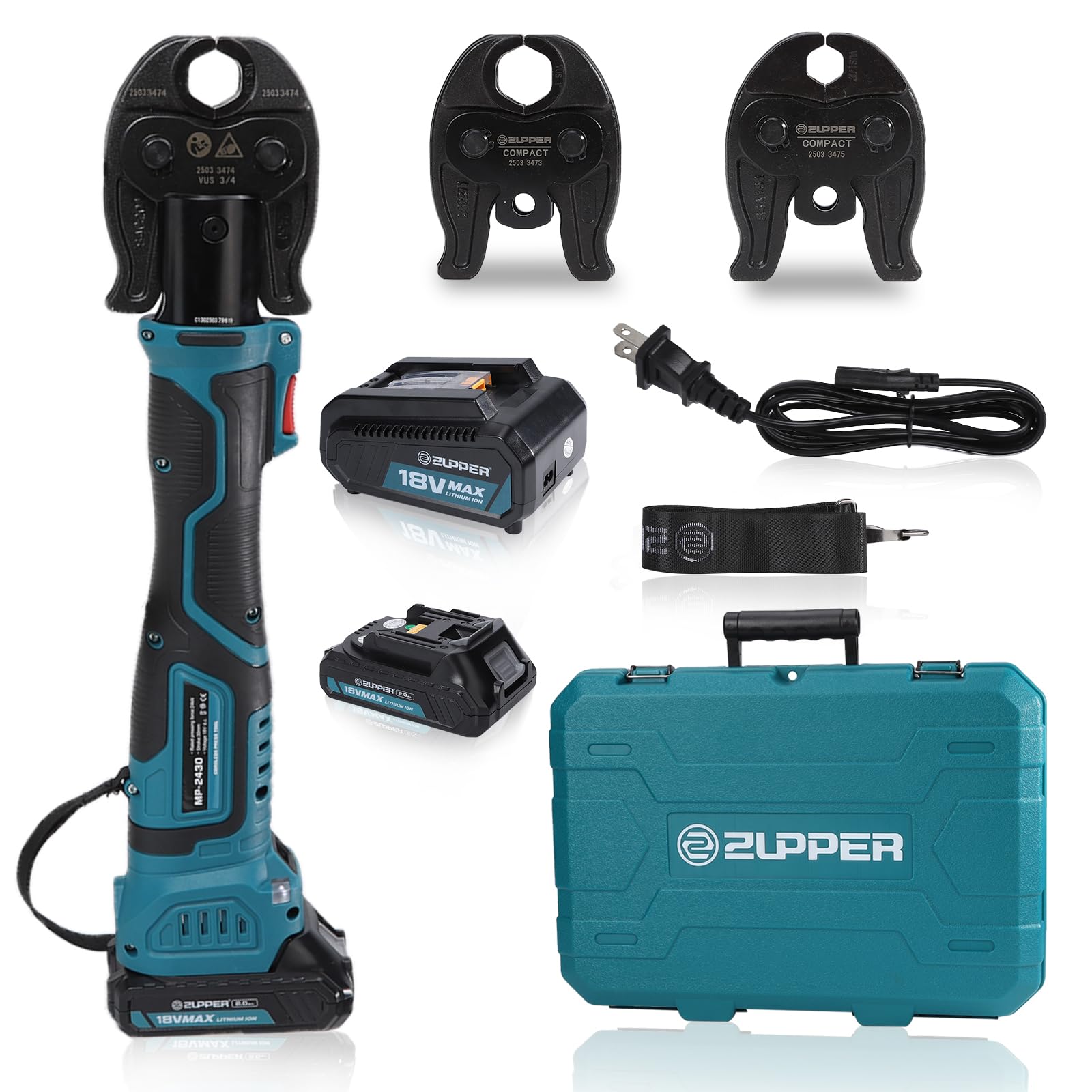 ZUPPER Compact Propress Tool with 3 Pro Press Jaws 1/2” 3/4“ 1