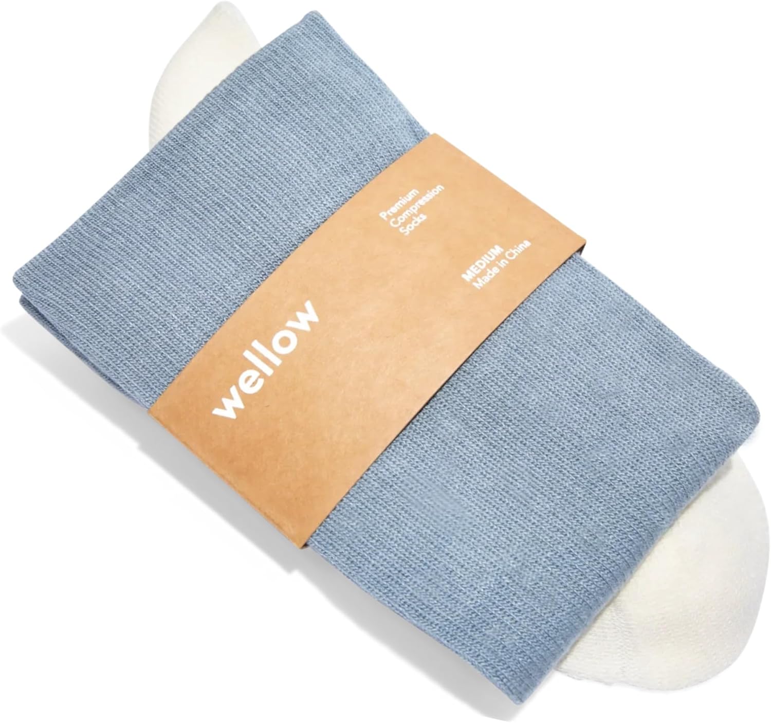 Wellow Knee High Compression Socks for Men & Women | 18-25 mmHg Made with Viscose from Bamboo | Nurses & Pregnancy Support | Relieves Swelling | Regular, M, Powder Blue