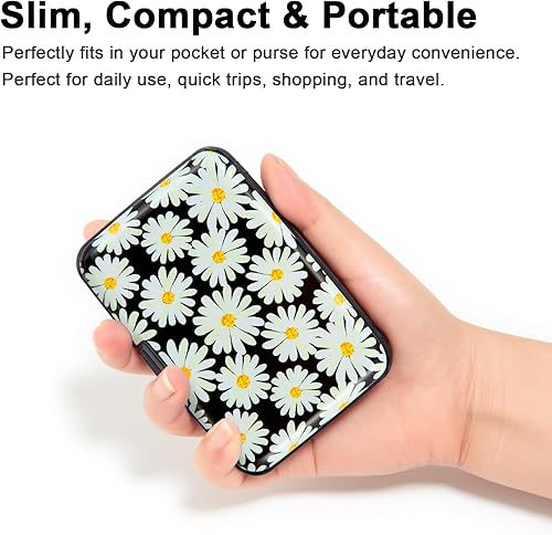 Vista 2 de Soporte para tarjetas de crédito, cartera de metal para tarjetas de bloqueo RFID, mini funda rígida de aluminio delgada para tarjetas de negocios