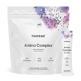 THORNE - Amino Complex - Clinically-Validated EAA and BCAA Powder for Pre or Post-Workout - Promotes Lean Muscle Mass & Exercise Recovery* - NSF Certified for Sport - 30 Servings - 8.15 Oz - Berry
