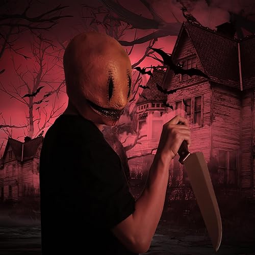 Miniatura 2 de Máscara de asesino sonriente espeluznante para Halloween, piel de emulsión de zombi aterradora con peluca, decoración horrible (Smiley Killer)