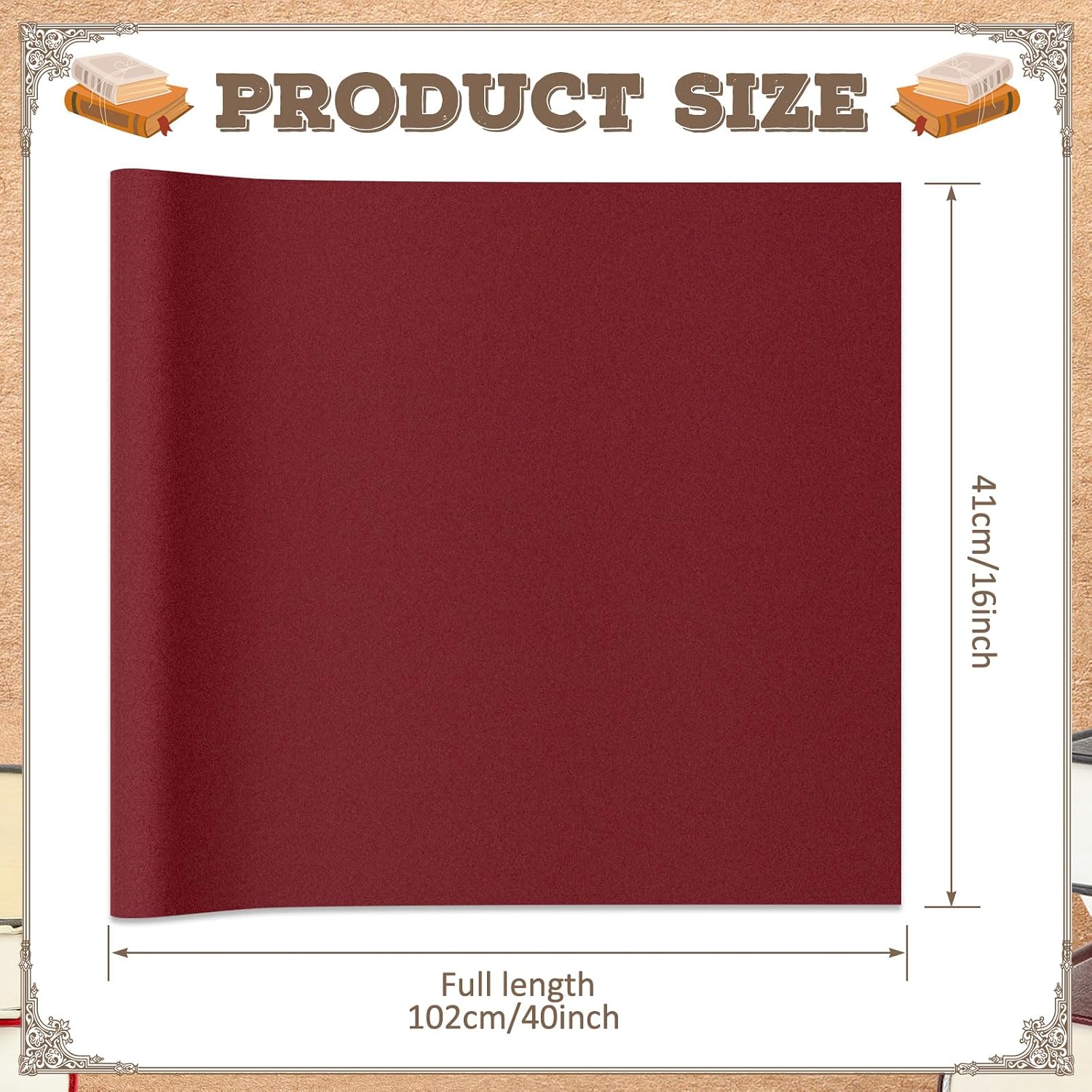 Geyoga Book Cloth Cover for Binding 40 x 16 Inch Self Adhesive Fabric Book Binding Cloth Archival Supplies for Books Album Scrapbooking Documents(Dark Red) image 2