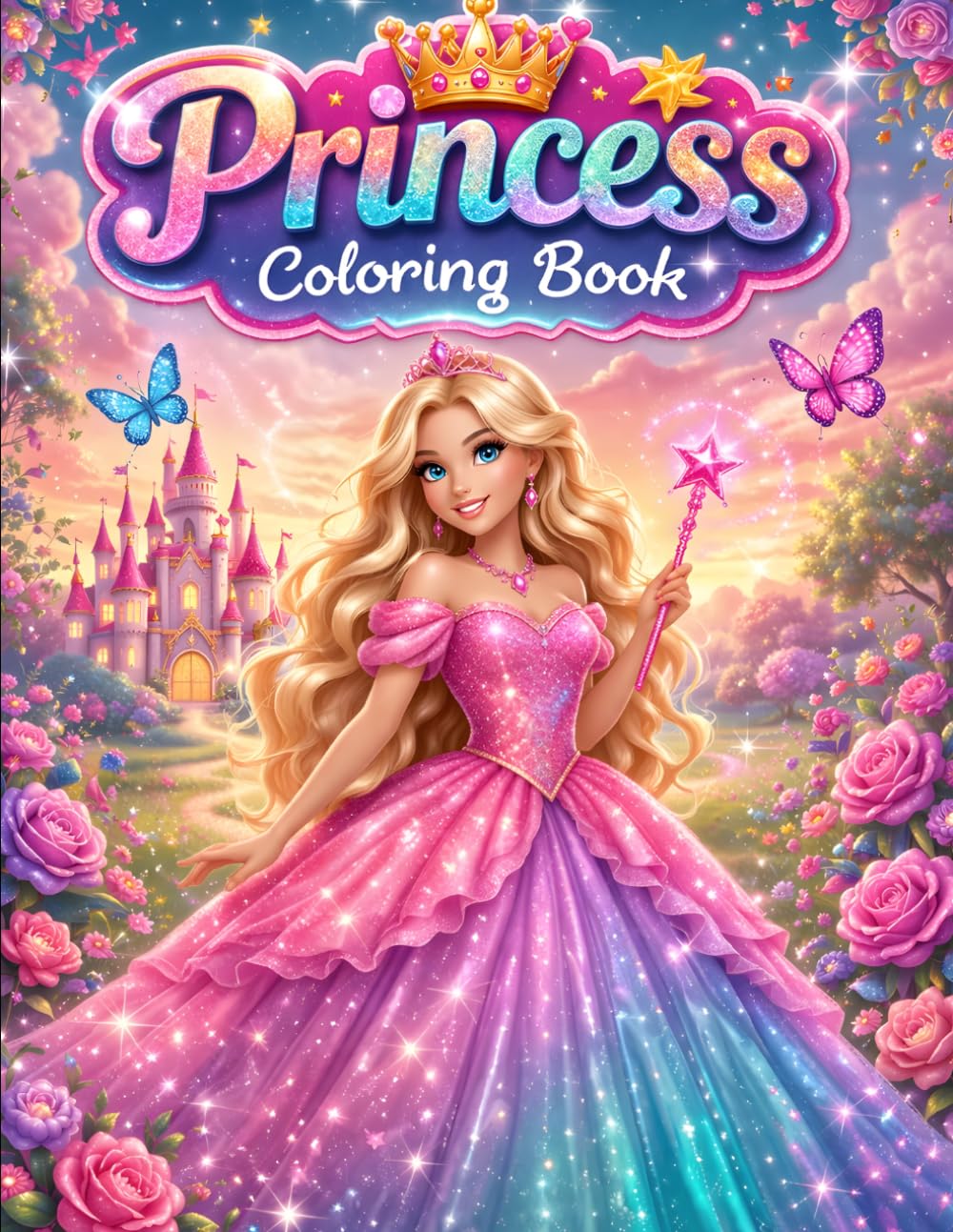Princess Dress Coloring Book for All Ages: Magical Princess Gowns, Fairy Tale Fashion & Fantasy Coloring Pages – Relaxing Coloring Book for Kids, Teens & Adults
