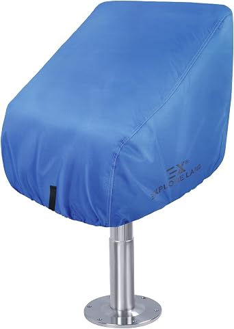 Explore Land Boat Captain Chair Cover - Waterproof 600D Heavy Duty Boat Caption Seat Cover - 24W x 22D x 24H inch, Blue
