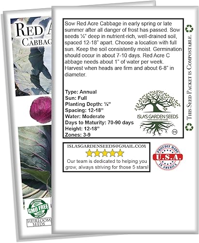 Miniatura 4 de Semillas de col de acre rojo, más de 250 semillas de reliquia por paquete, (semillas de jardín de Isla), semillas sin OMG, nombre botánico Brassica
