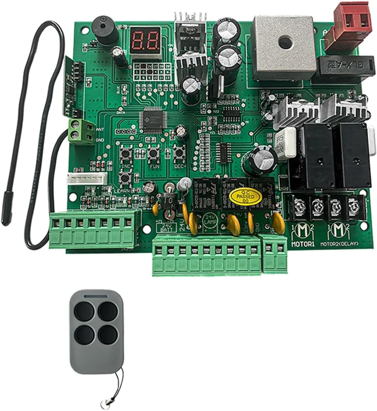 PCB Board，Compatible For Automatic，Double Arms Swing Gate Opener Control Board Panel Smart Control Center System Replace Fittings(2RC 1 Keypad)