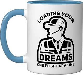 Ramp Agent Aviation Industry Ground Staff Airport Jobs Ceramic Mug, Blue/White