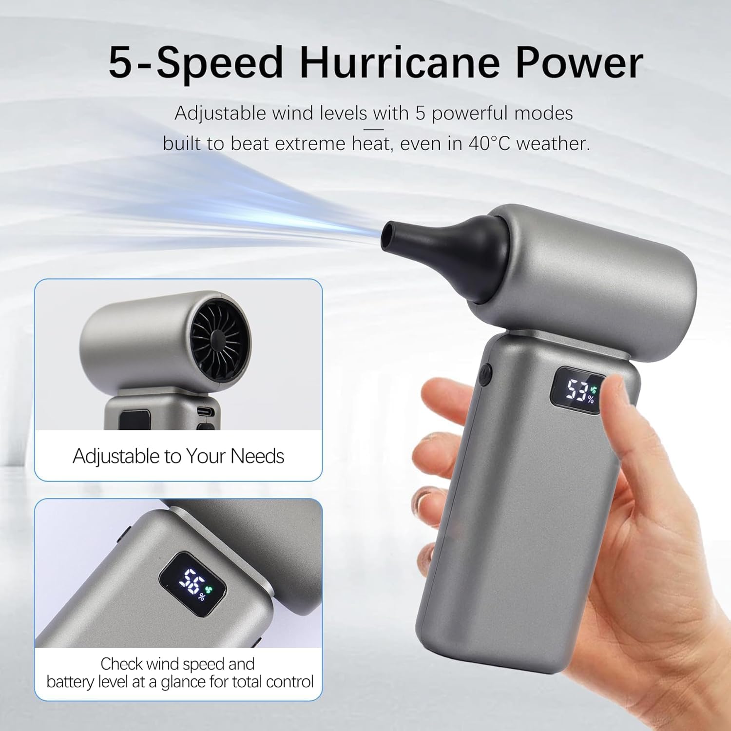 Electric Air Duster – 100000RPM Cordless Violent Fan Blower with 5-Speed Settings, Fast Charging, Brushless Motor, Dust Removal for Car, PC, Keyboard, Home, Outdoor Use