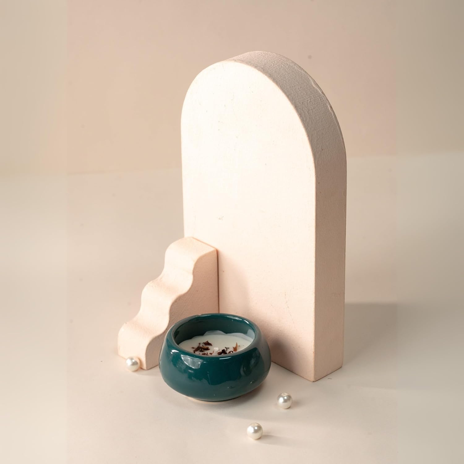 Ceramic Diyas with Hand Poured Soy Wax, Set of 6, Sky Blue Color