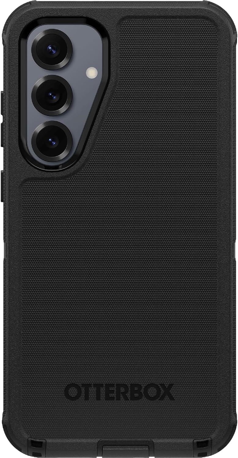 OtterBox Funda para Samsung Galaxy S25+ y Galaxy S24+ (solamente) - Defender Series - Negro - Incluye soporte de clip - Resistente y duradera - con protección de puerto - Embalaje no minorista