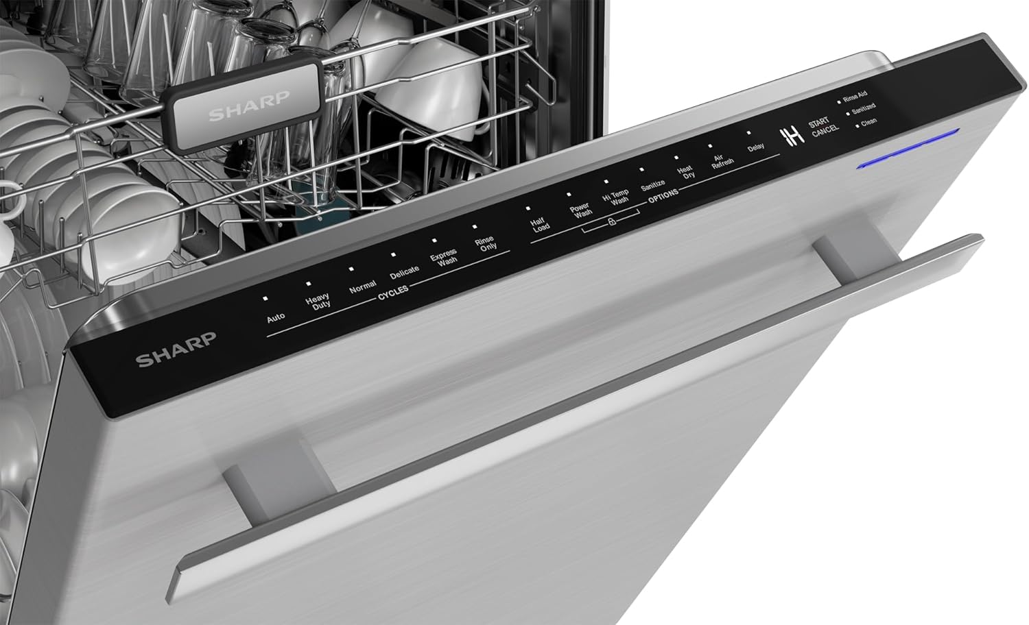 SHARP SDW6757ES Slide-In Dishwasher, Stainless Steel Finish, 24