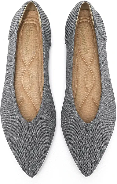 Semwiss Women's Ballet Flats Comfortable Casual Dressy Shoes,Work Flats Office Shoes Pointed Toe Leopard Flats. Grey 10