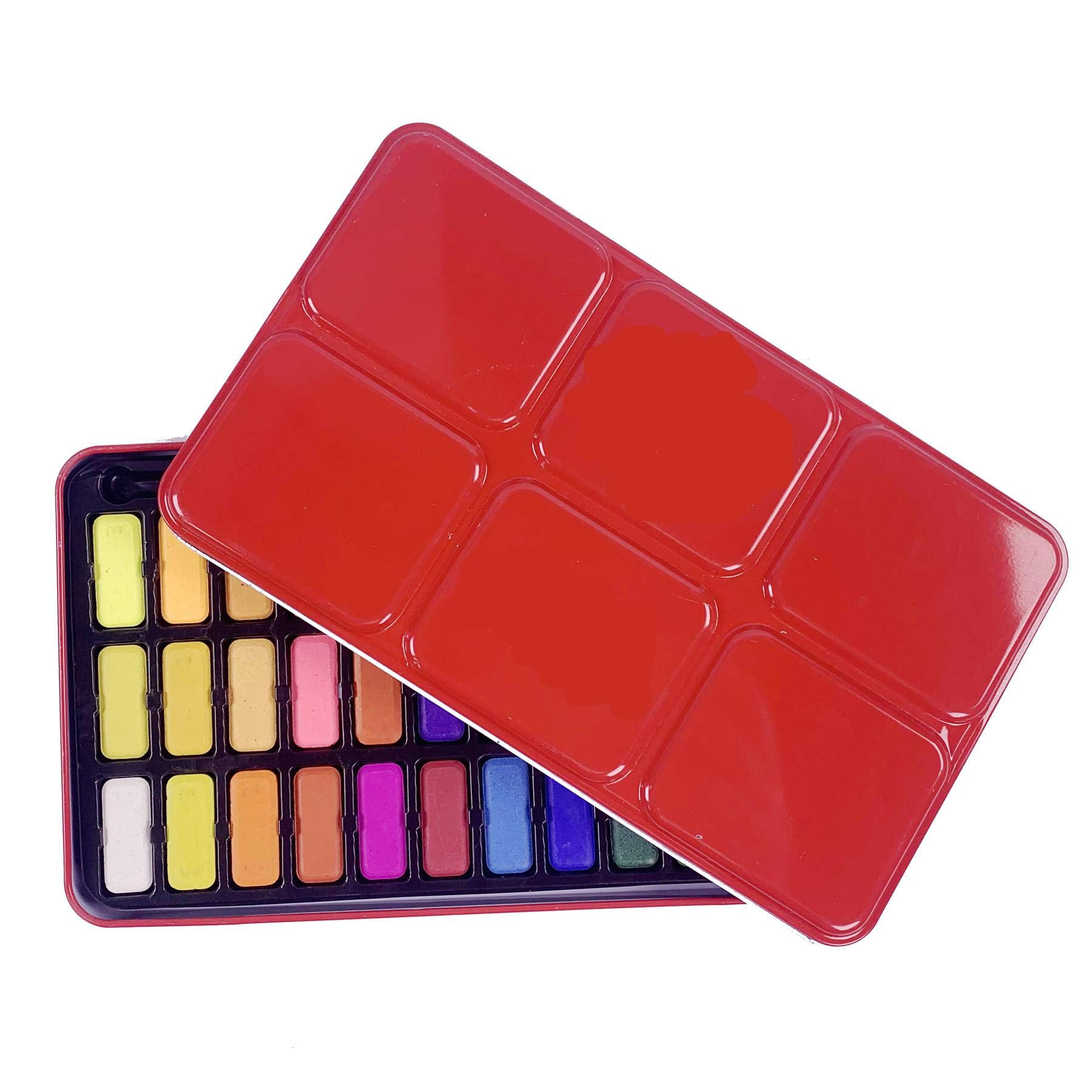Bcreativetolearn Red Water Colours Paint Set Tin- 36 Watercolour Paint Palette - Tin Box - Easy To Store Watercolour Paints
