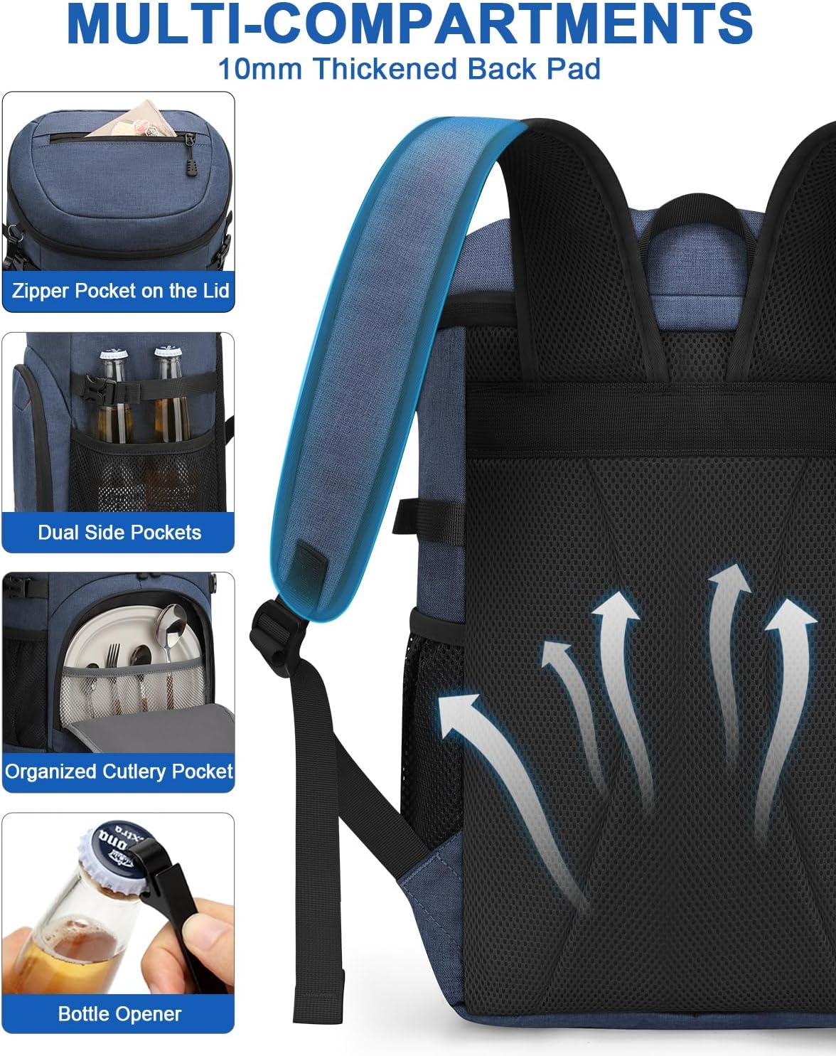 Cooler Backpack for Men Women Insulated Waterproof Backpack Cooler Leak Proof Cooler Bag Lightweight Lunch Backpack for Camping Beach Travel Picnic - Image 6