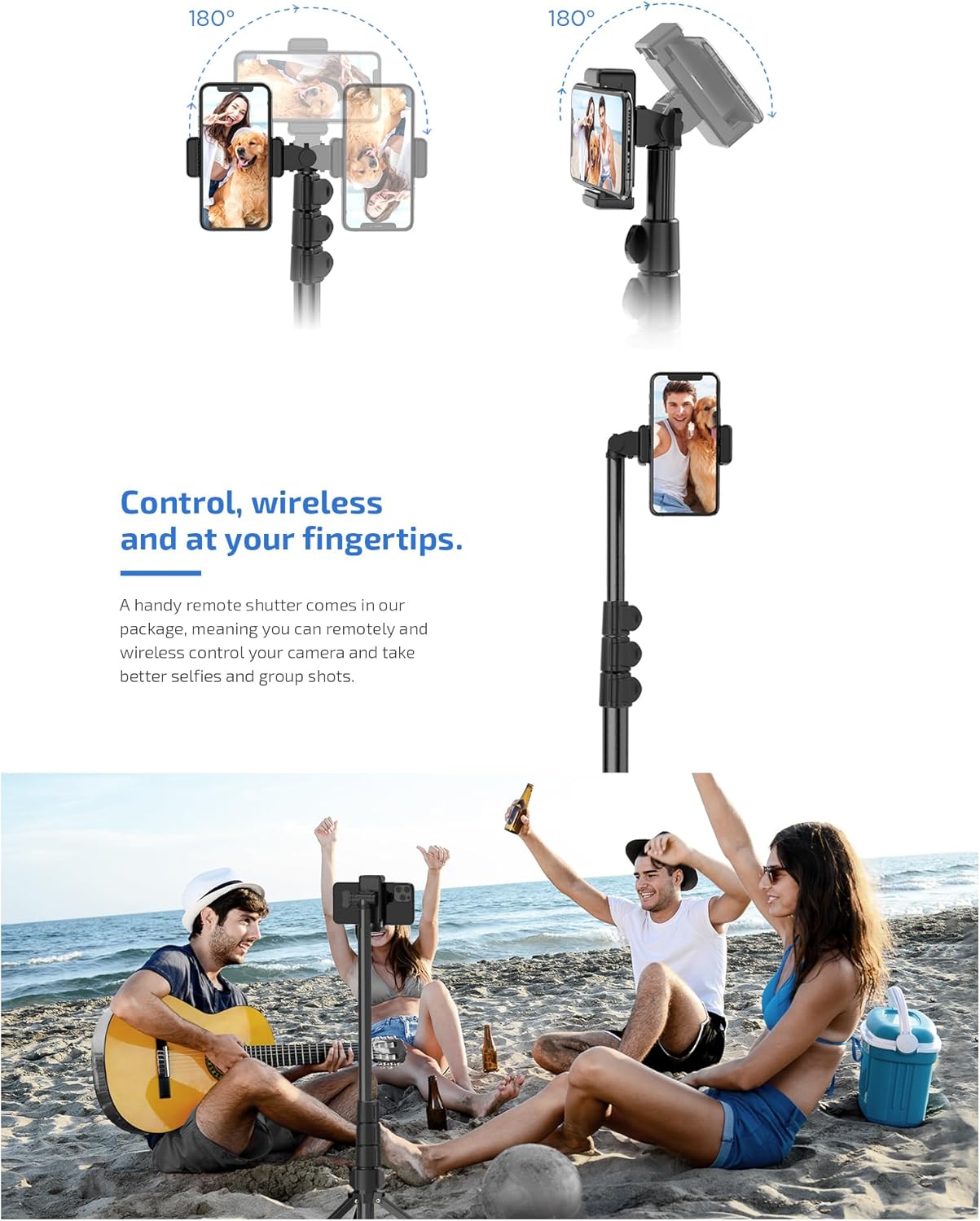 Tripod Selfie Stick Compatible with Samsung Galaxy S26/Plus/Ultra - Wireless Monopod Remote Shutter Built-in