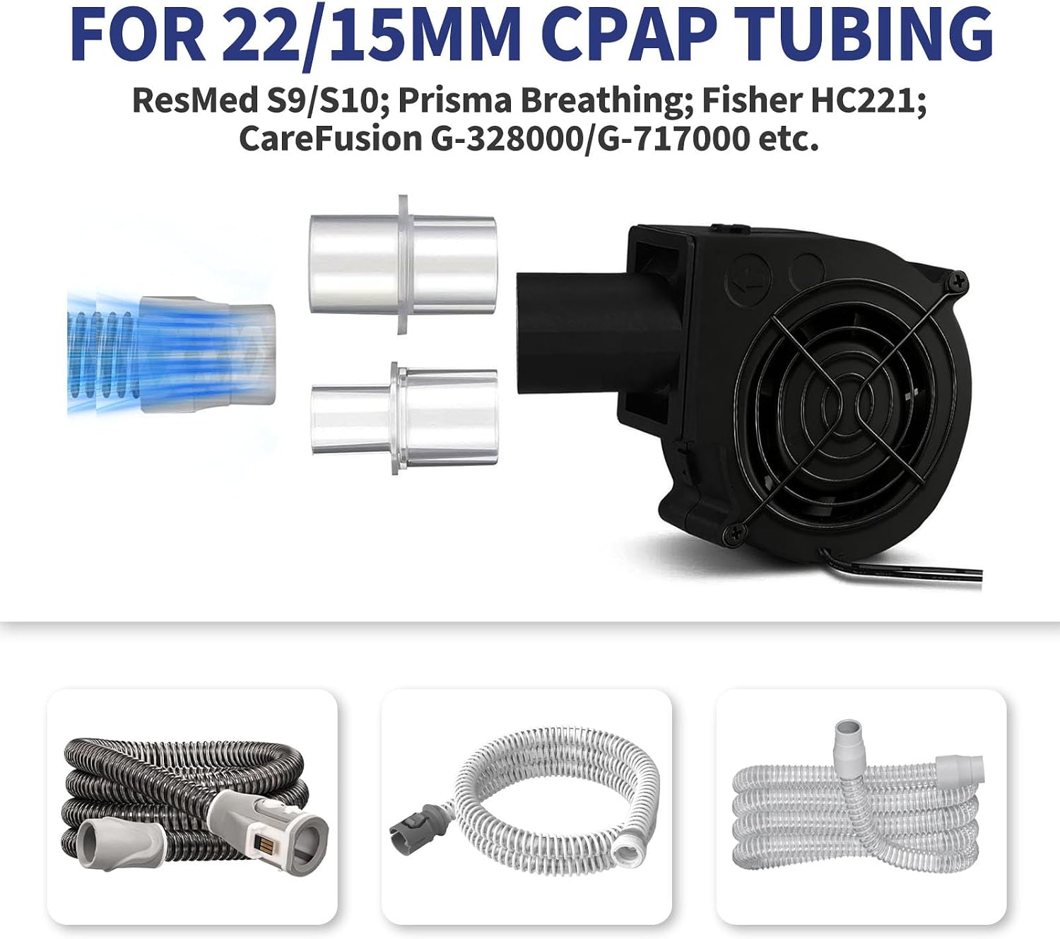 CPAP Hose Dryer Cleaning Kit: Fast-Drying Silent Blower Fan Cleaner for Resmed Airsense 10/11 Heated Tubing, for Universal 22mm CPAP Hose Tubes Cleaning Supplies image 2