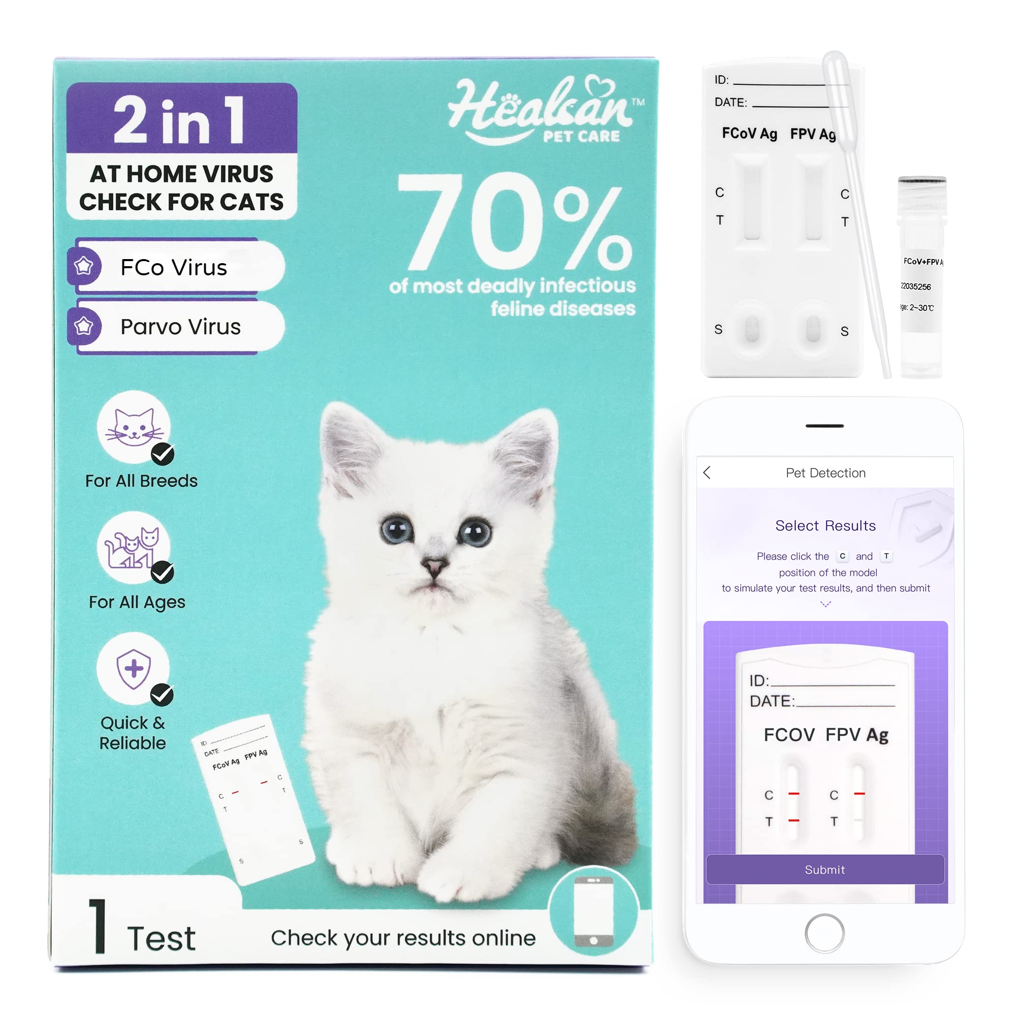 Buy Healcan Cat Fast Detection Before Diarrhea Vet Visit, 2in1 at