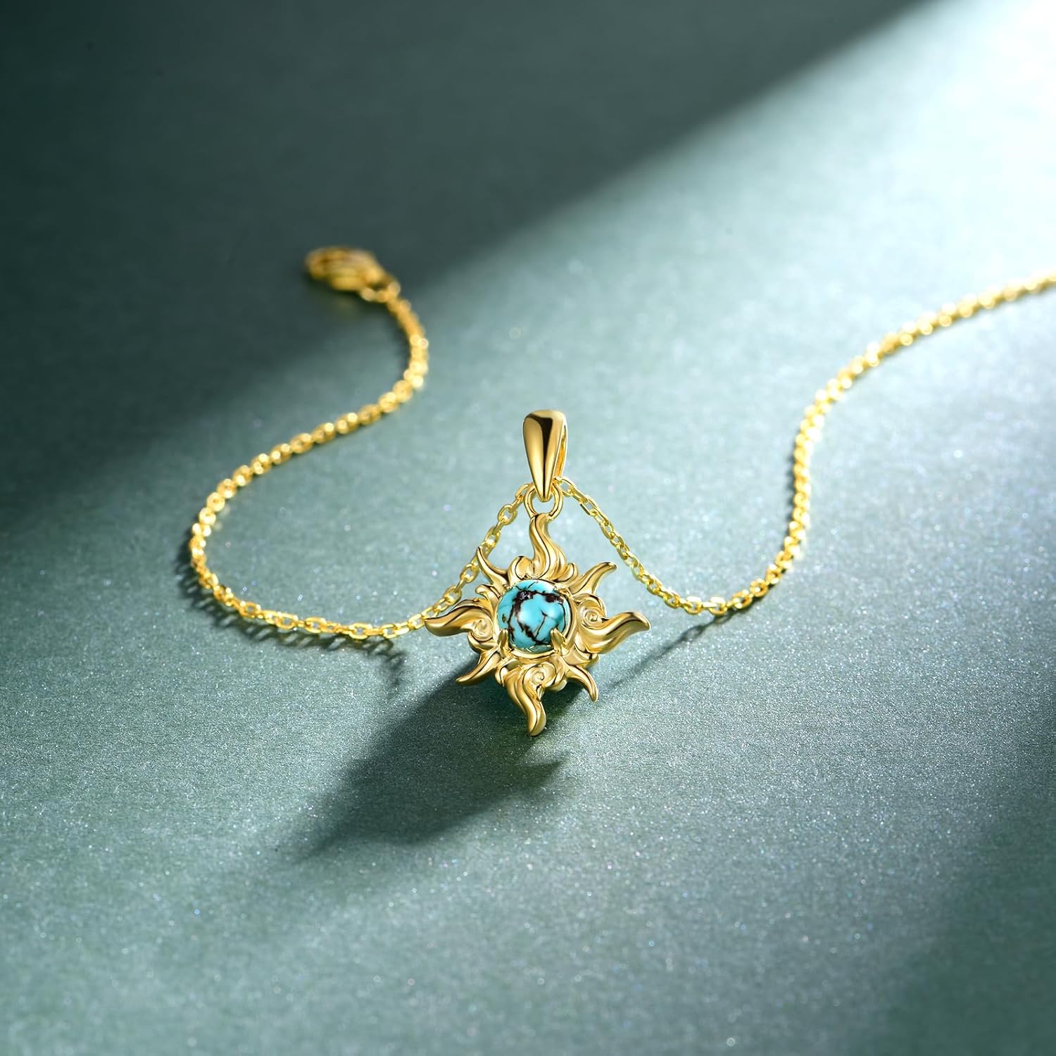 Genuine Turquoise Bracelet for Women 925 Sterling Silver Sun Bracelet Vintage Western Nature Gemstone Turquoise Jewelry for Women