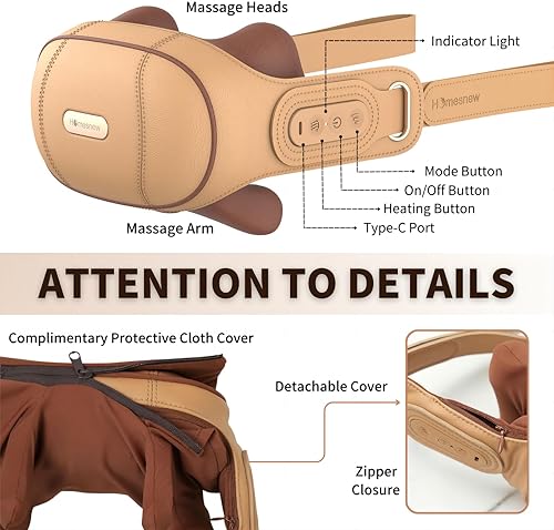 Miniatura 4 de Homesnew Shiatsu Masajeador de cuello y hombros con calor para aliviar el dolor, masajeador eléctrico de tejido profundo 3D amasado cuello