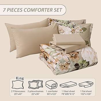 Amazon.com: Dintszyayue Khaki Comforter Set King Size 7