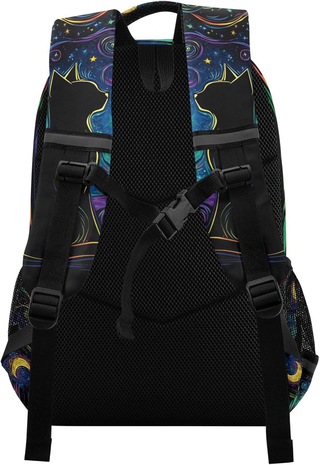 MNSRUU Laptop Backpack with Chest Strap, Two Black Cats in A Window School Backpack, Travel Hiking Bag for Boys Girls Teen College Adult, Rucksack Knapsack