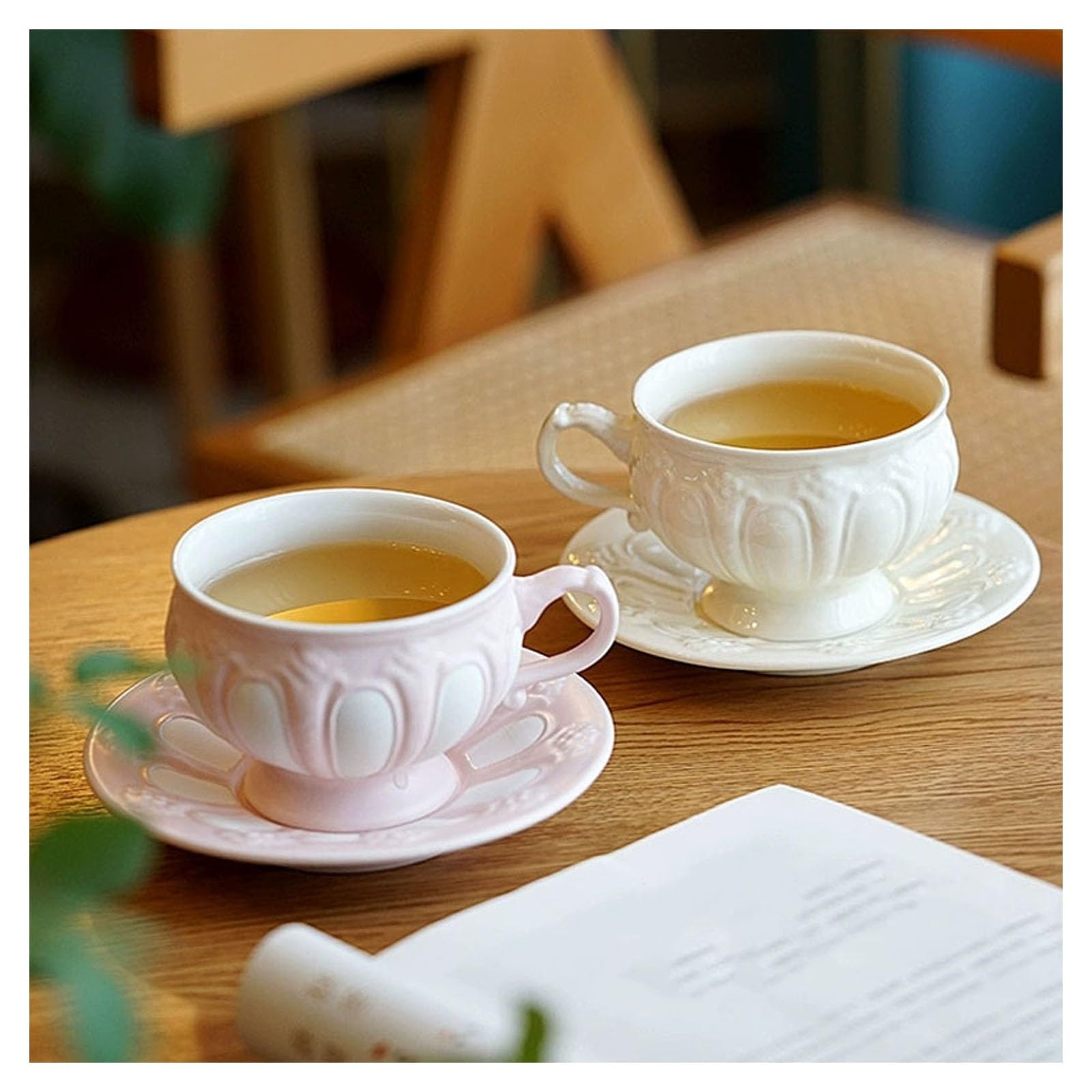 Ceramiczny zestaw kubków do kawy, ręcznie robione kubki do latte 300 ml ze spodkiem, idealne do użytku domowego i biurowego, idealne dla miłośników kawy