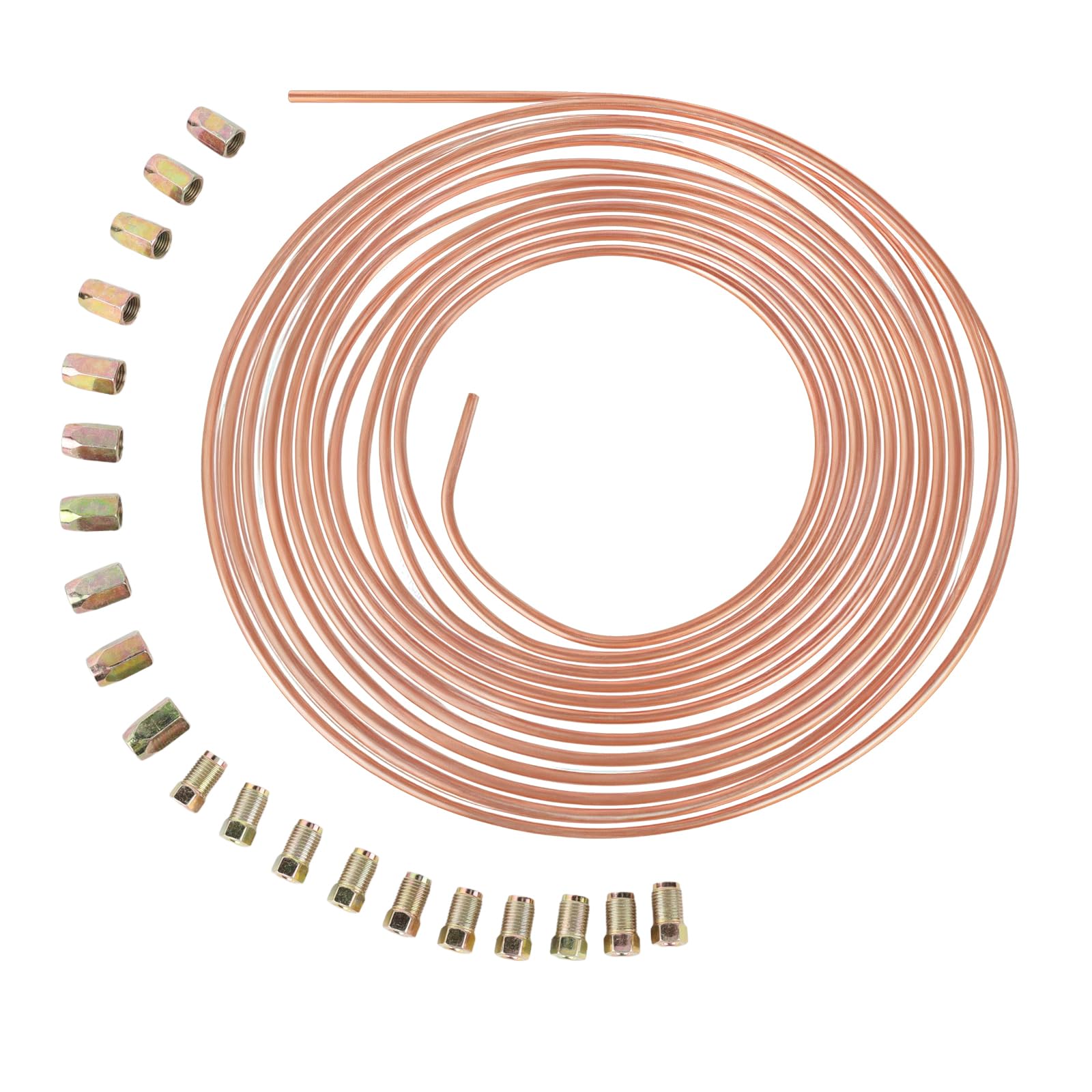 10 m Tubo del freno rivestito in rame per auto 3/16" 4,75 mm Kit di ricambio per auto Tubi flessibili Tubo in rame pronto per l'installazione Set freni completo con 20 dadi