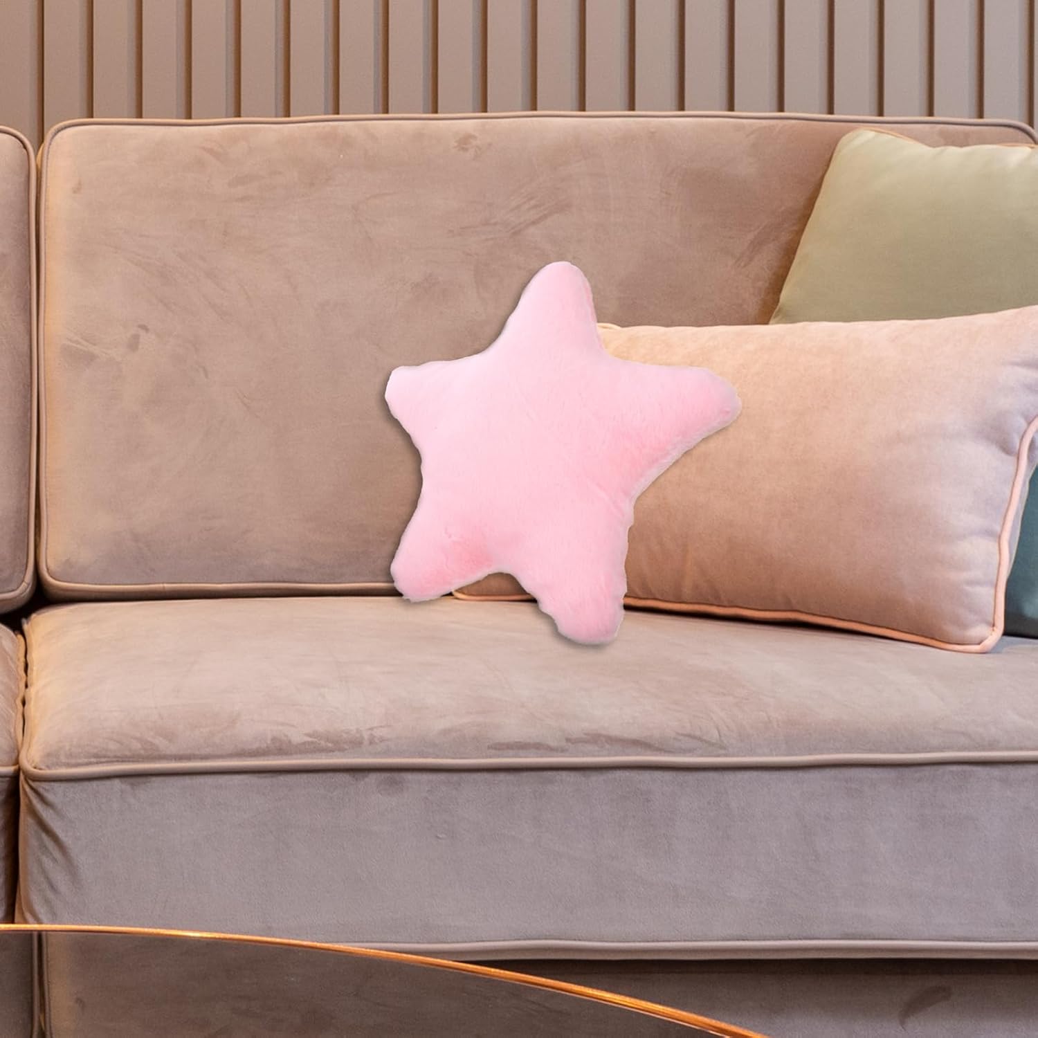 PRETYZOOM Cozy Star Shaped Plush Pillow for Home Decor Cute Furry Throw Pillow for Sofa and Bed for Birthdays and Special Occasions