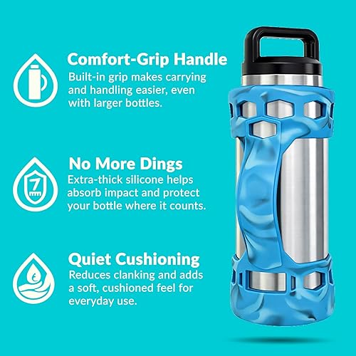 Miniatura 4 de REUZBL Protector de funda de silicona para parachoques de botella, accesorios con asa para botellas de agua de acero inoxidable de 26 oz y 36 oz