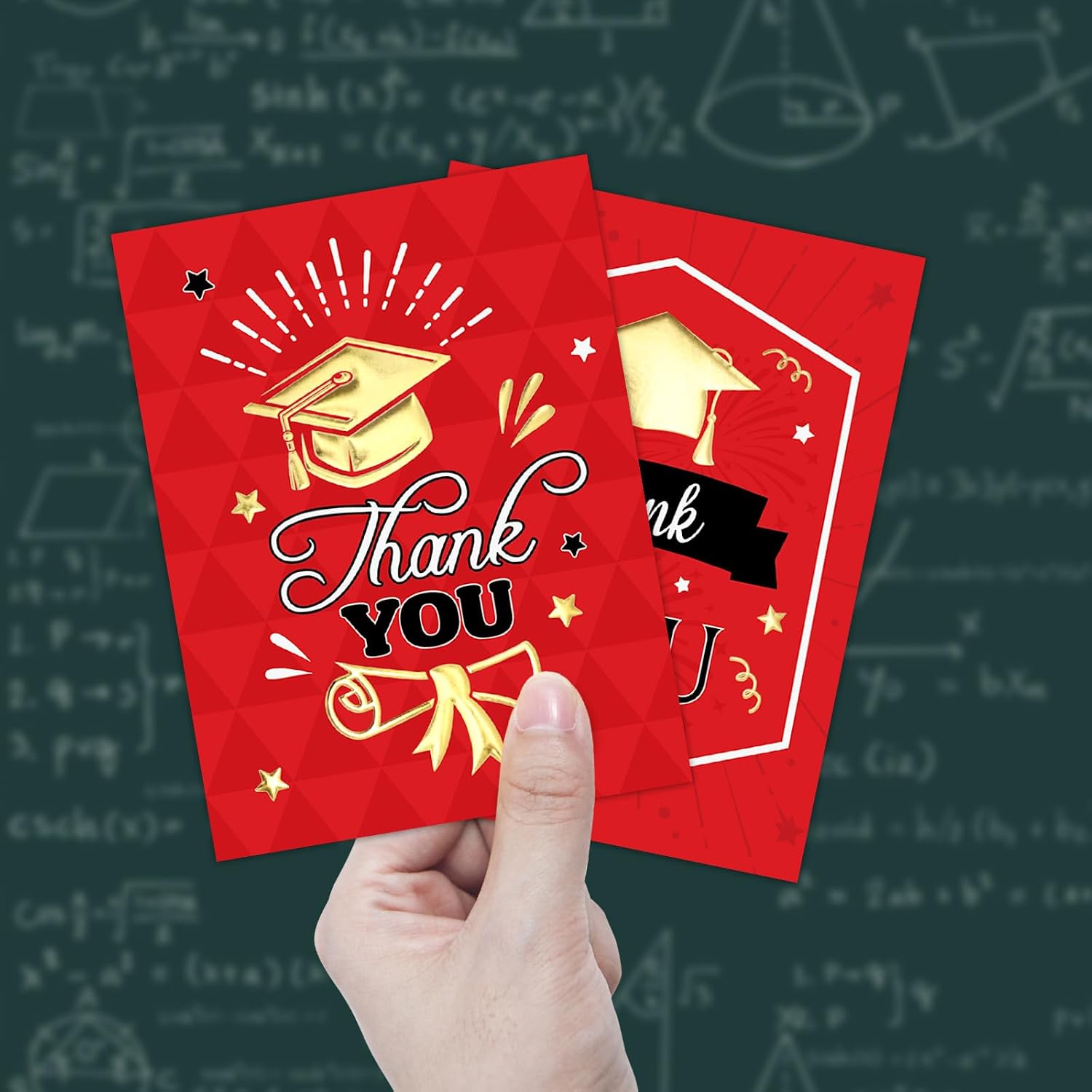 Fancy Land 2026 Gold Foil Graduation Thank You Cards with Envelopes 24 Pack Red Graduation Thank You Notes Congrats Grads Teachers Friends Family Appreciation