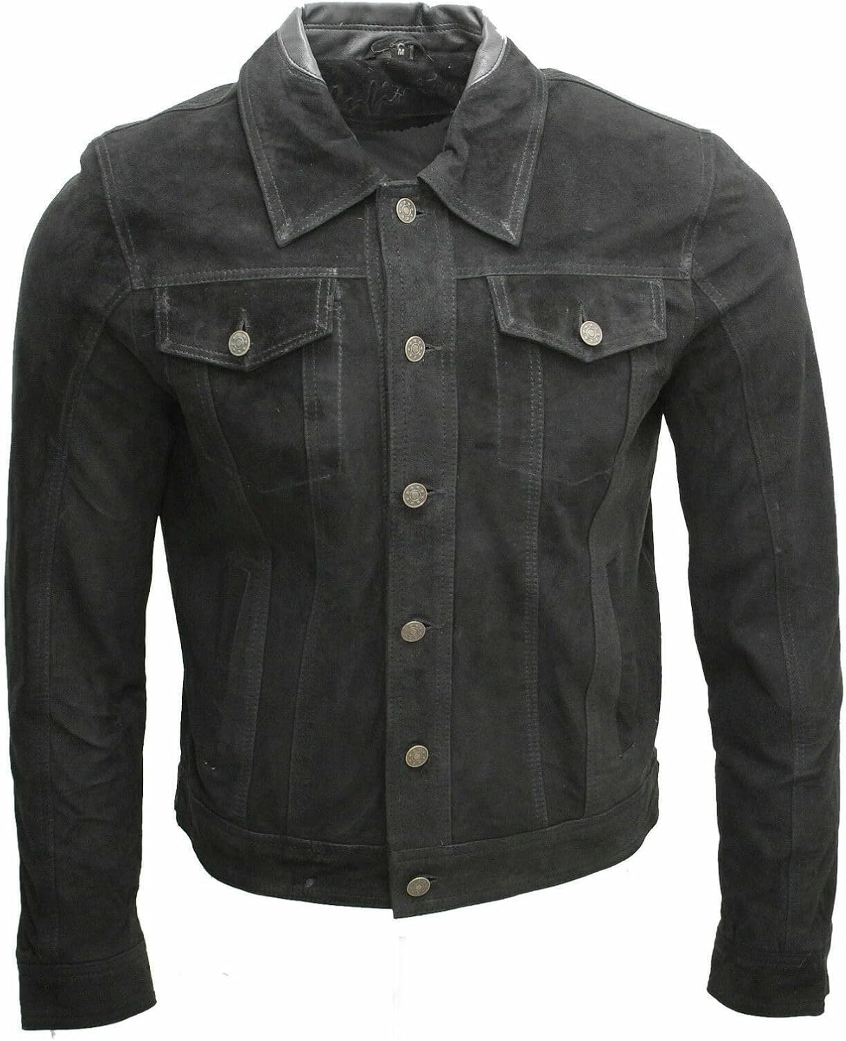 Men's Trucker Casual Goat Suede Leather Shirt Jeans Jacket