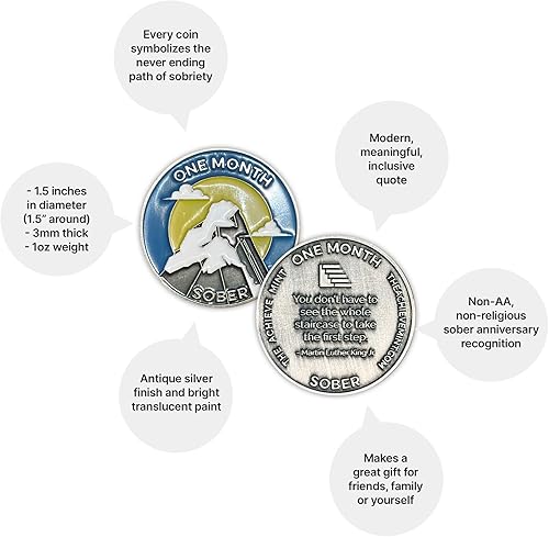 Miniatura 135 de The Achieve Mint Ficha sobria de 13 meses Chip sobrio de trece meses Regalo no AA, medallones no religiosos para hombres y mujeres que celebran