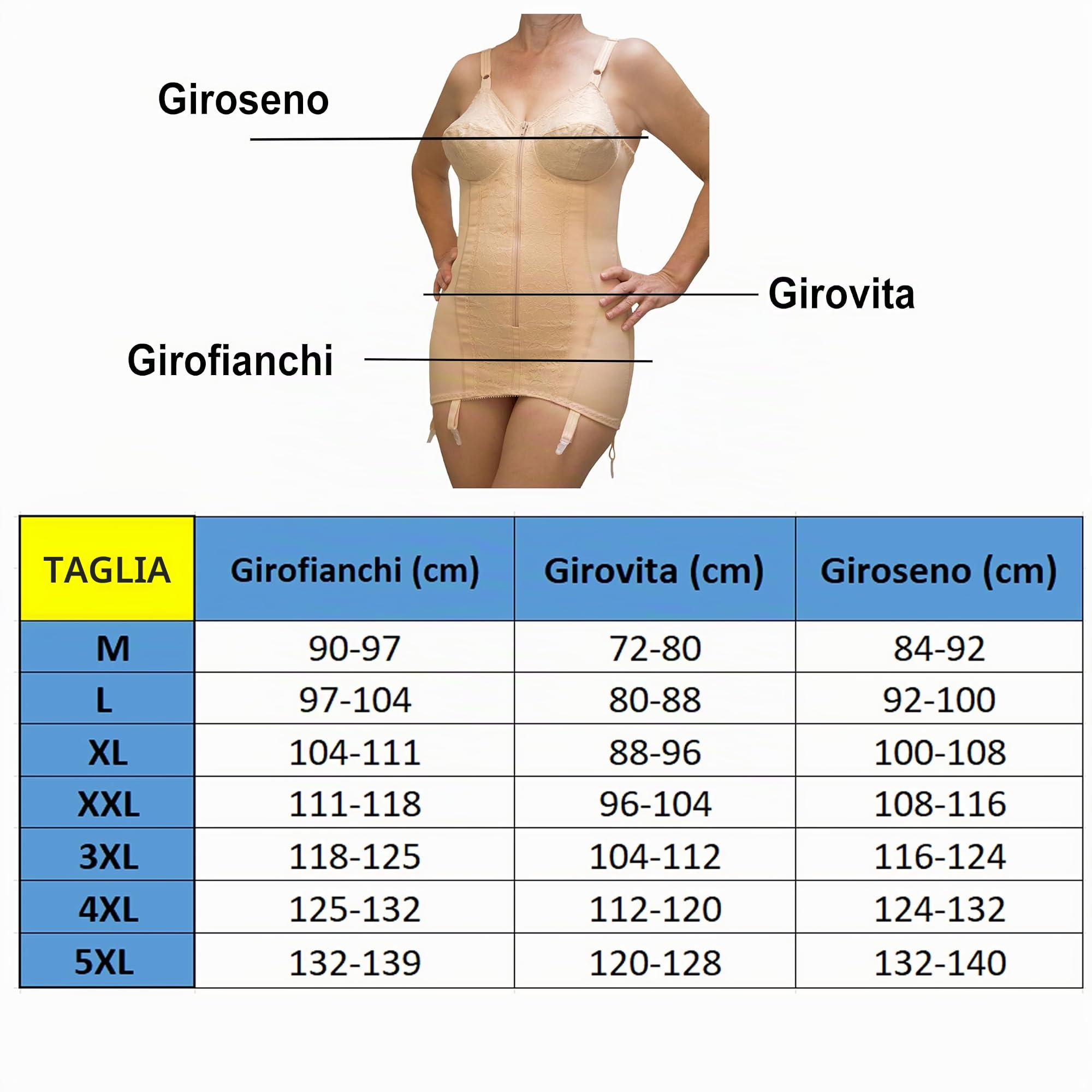 Body modellante contenitivo donna Body Snellente Busto Shapewear Corsetto con reggicalze Bustino Shaper Made in Italy