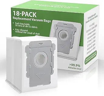 18 Pack Vacuum Bags for iRobot Roomba i7 i7+ i8 i8+ i3 i3+ i4 i4+ j7 j7+ j9+ s9 105 405 505 705 Combo, i, s, j, 100, 400, 500, Max 705 Combo Vac Series, All Clean Base Automatic Dirt Disposal Bags
