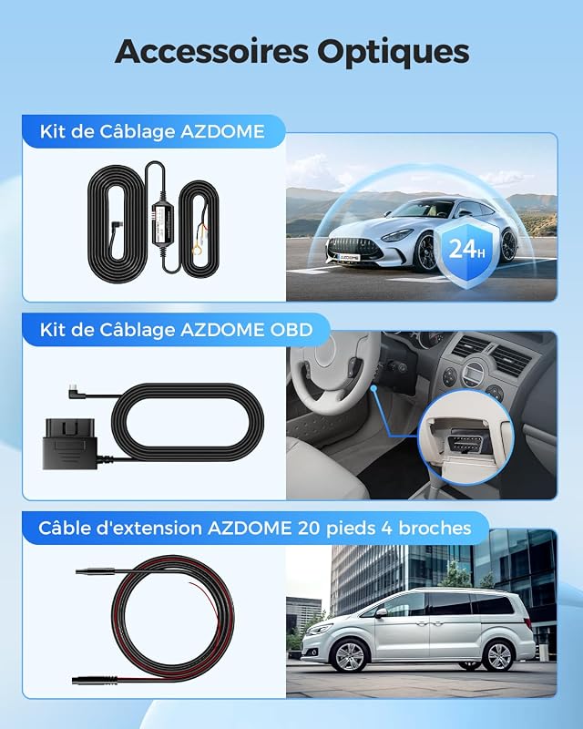 AZDOME GS63H Pro 4K/2.5K Autós Menetrögzítő Kamera GPS-szel és WiFi-vel, Első-Hátsó Kamerával, 64GB SD Kártyával, Éjjellátó Funkcióval, 170°