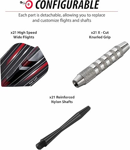 Miniatura 5 de Punta de acero de dardos Fat Cat Darts in a Jar con recipiente de almacenamientoViaje, 19Gramos (15, 21y 27unidades de dardos)