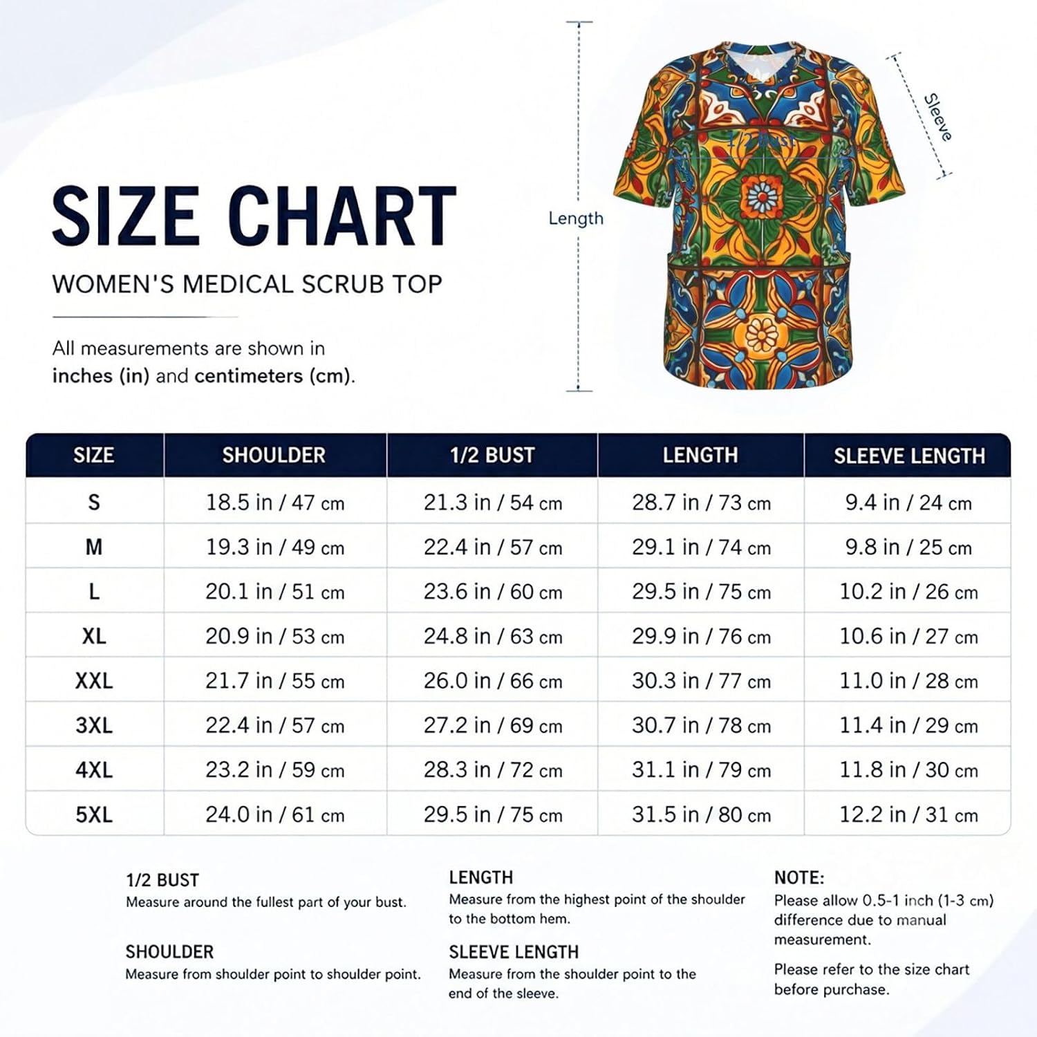 Professional Scrub Tops for Men, Classic V-Neck Workwear with 3 Pockets